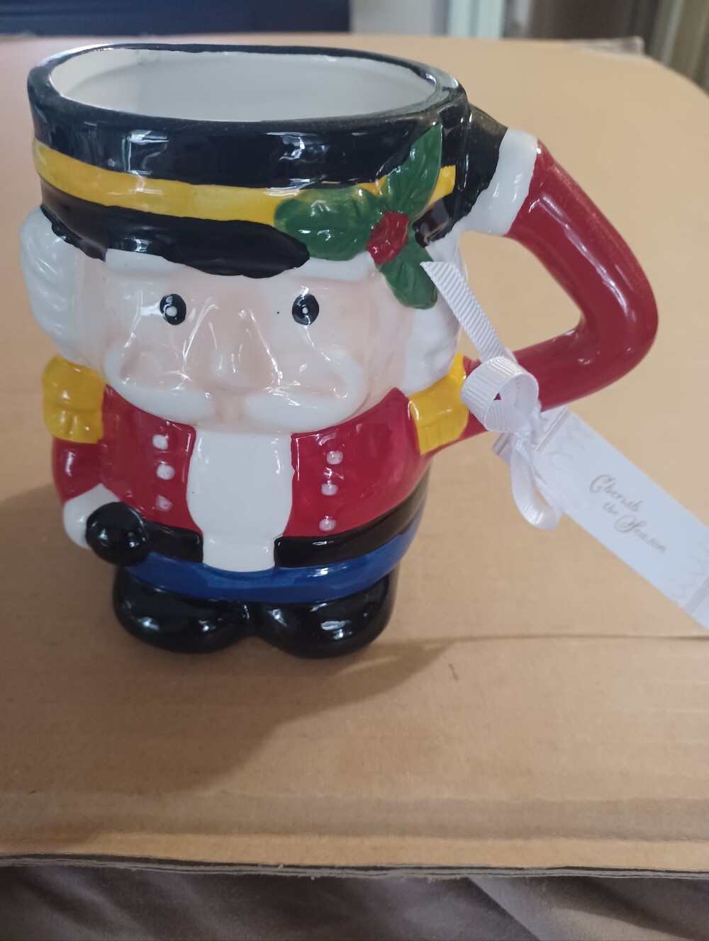 Arlington Designs Nutcracker Ceramic Coffee Mug Christmas Holiday With Tag 16 oz